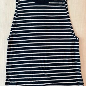 Lululemon Athletica Navy and White Striped Muscle Tee